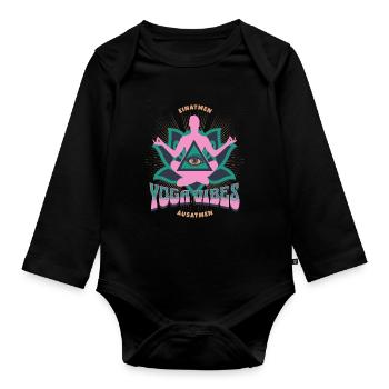 Inspirez Exhale Yoga Vibes en disant - Body Bébé bio manches longues - noir - Devant