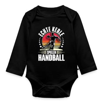 Handball Handballer - Baby Bio-Langarm-Body - Schwarz - Vorne