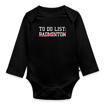 Sport To Do List Badminton - Baby Bio-Langarm-Body - Schwarz - Vorne