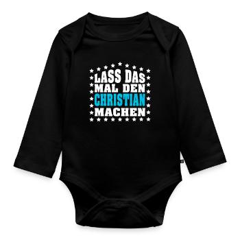 Lass das mal den DANIEL machen Vornamen Spruch - Baby Bio-Langarm-Body - Schwarz - Vorne