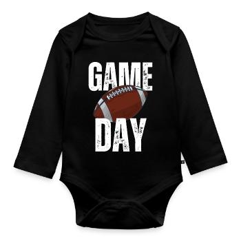 American Football Game Day - Organic Longsleeve Baby Bodysuit - black - Front