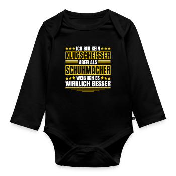Herren Kein Klugscheisser bin Schuhmacher Spruch - Baby Bio-Langarm-Body - Schwarz - Vorne