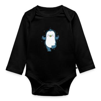 Pinguin beim Joga oder Meditieren Antarktis - Baby Bio-Langarm-Body - Schwarz - Vorne