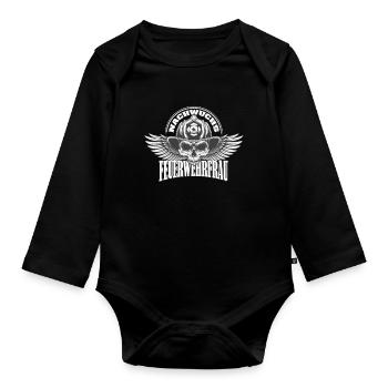 Kinder Mädchen Feuerwehr Nachwuchs Feuerwehrfrau - Baby Bio-Langarm-Body - Schwarz - Vorne