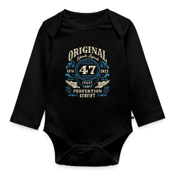 Original Lebende Legenden wurden 1976 geboren 47. - Baby Bio-Langarm-Body - Schwarz - Vorne