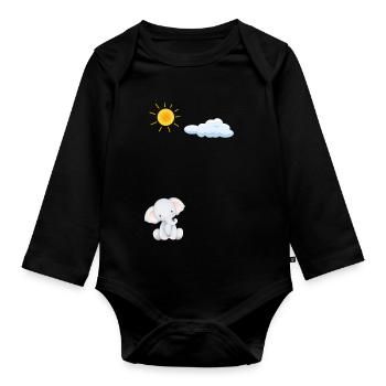 Süßer Elefant - Baby Bio-Langarm-Body - Schwarz - Vorne