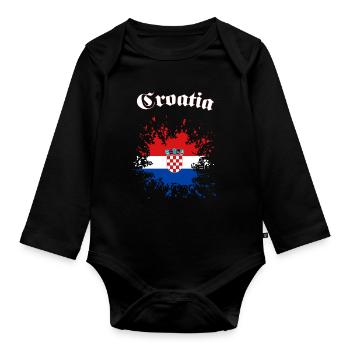 Croatia Kroatien - Baby Bio-Langarm-Body - Schwarz - Vorne