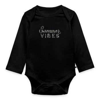 Summer Vibes Summer Mood - Organic Longsleeve Baby Bodysuit - black - Front