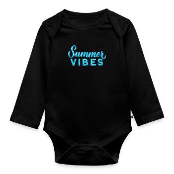 Summer Vibes Summer Water - Organic Longsleeve Baby Bodysuit - black - Front