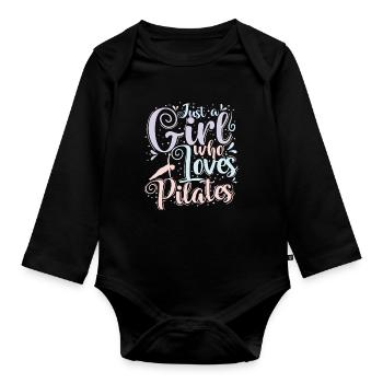 Just a Girl who Loves Pilates Powerhouse - Organic Longsleeve Baby Bodysuit - black - Front