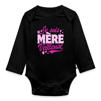 Muttertag - Ich bin eine Mutter Nachtlicht - pink - Baby Bio-Langarm-Body - Schwarz - Vorne