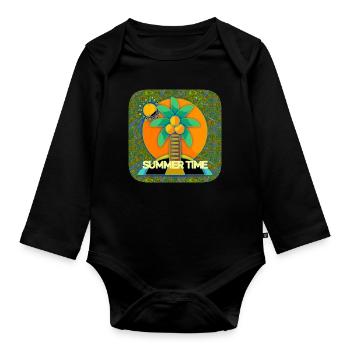 Summer Time - Club WoW - Organic Longsleeve Baby Bodysuit - black - Front