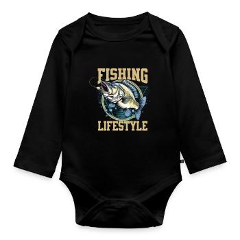 Fishing Lifestyle - Organic Longsleeve Baby Bodysuit - black - Front