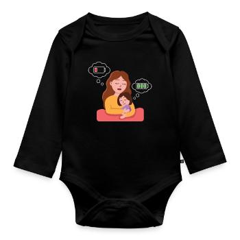 Mother's Day Power Design - Organic Longsleeve Baby Bodysuit - black - Front