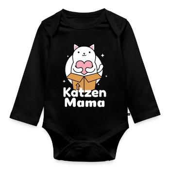 Katzen Mama Cat Mum süsses Kätzchen Herz Geschenk - Baby Bio-Langarm-Body - Schwarz - Vorne