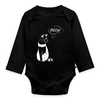 Cute Cat Meow - Amoureux des chats - Body Bébé bio manches longues - noir - Devant