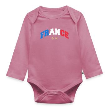 Maillot de football France Drapeau français - Body Bébé bio manches longues - mauve - Devant