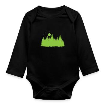 Wald mit Blättern in der Umwelt - Baby Bio-Langarm-Body - Schwarz - Vorne