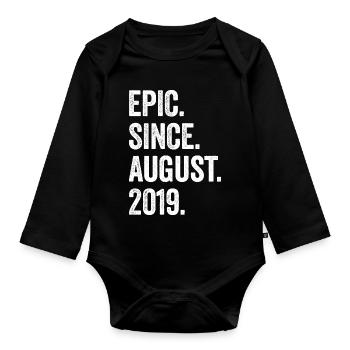4 Years Epic Since August 2019 4th Birthday - Organic Longsleeve Baby Bodysuit - black - Front