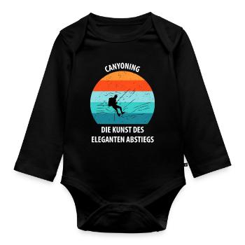 Canyoning Bergsteigen Klettern Wandern Berge - Baby Bio-Langarm-Body - Schwarz - Vorne