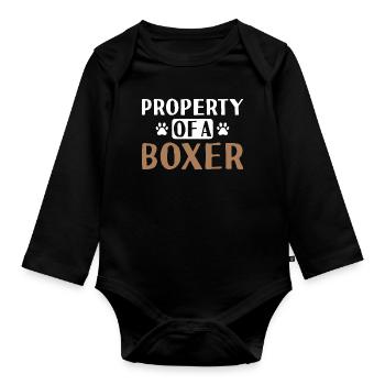 Property Of A Boxer - Baby Bio-Langarm-Body - Schwarz - Vorne
