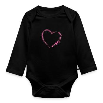 Herz mit Friseur Arbeitsmittel Beruf Haare - Baby Bio-Langarm-Body - Schwarz - Vorne