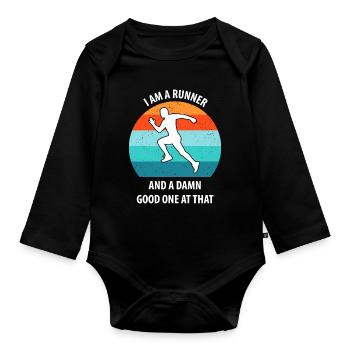 Faire du jogging - Body Bébé bio manches longues - noir - Devant