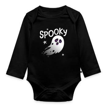 Fantôme effrayant Halloween - Body Bébé bio manches longues - noir - Devant