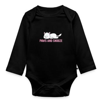 Paws and snooze Pyjama Schlafanzug - Baby Bio-Langarm-Body - Schwarz - Vorne