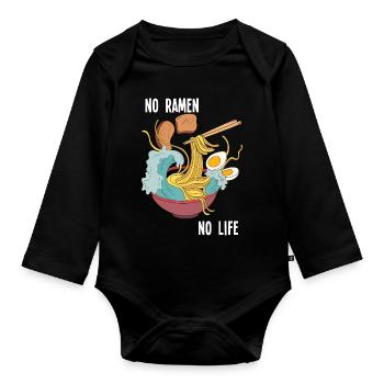 Kein Ramen Kein Leben Japanische Nudeln Anime Ramen Geschenk - Baby Bio-Langarm-Body - Schwarz - Vorne