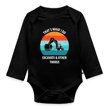 Bagger Baggerfahrer Baggerwagen - Baby Bio-Langarm-Body - Schwarz - Vorne