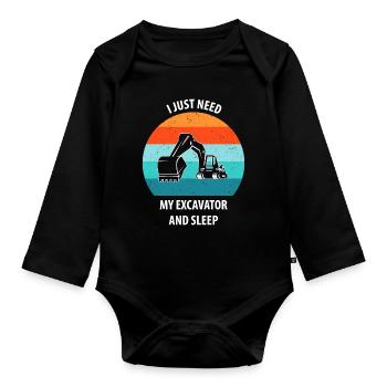 Excavator Excavator Driver Excavator Truck - Organic Longsleeve Baby Bodysuit - black - Front