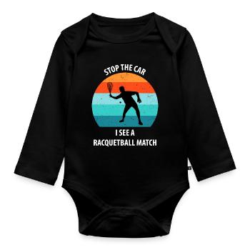 Racqueetball - Organic Longsleeve Baby Bodysuit - black - Front