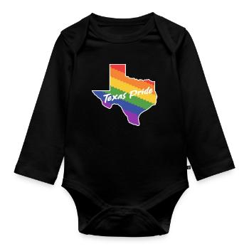 Texas Design Rainbow Map pour les Texans LGBT + - Body Bébé bio manches longues - noir - Devant
