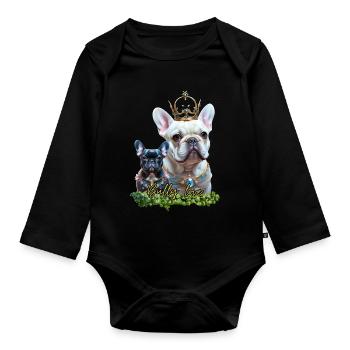 Chemise et accessoires de bouledogue français - Body Bébé bio manches longues - noir - Devant