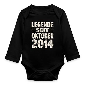 Oktober 2014 Legende seit 9 Jahren Mann Frau - Baby Bio-Langarm-Body - Schwarz - Vorne