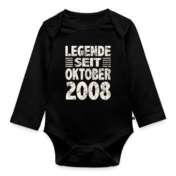 Oktober 2008 Legende seit 15 Jahren Mann Frau - Baby Bio-Langarm-Body - Schwarz - Vorne