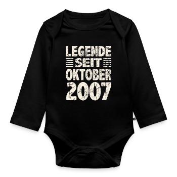 Oktober 2007 Legende seit 16 Jahren Mann Frau - Baby Bio-Langarm-Body - Schwarz - Vorne