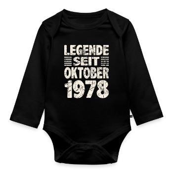 Oktober 1978 Legende seit 45 Jahren Mann Frau - Baby Bio-Langarm-Body - Schwarz - Vorne