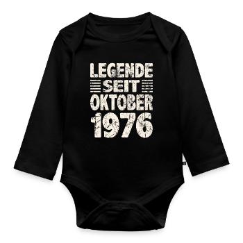 Oktober 1976 Legende seit 47 Jahren Mann Frau - Baby Bio-Langarm-Body - Schwarz - Vorne