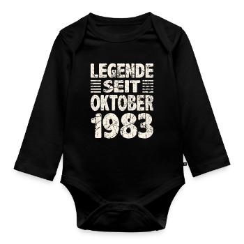 Oktober 1983 Legende seit 40 Jahren Mann Frau - Baby Bio-Langarm-Body - Schwarz - Vorne