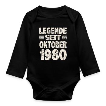 Oktober 1980 Legende seit 43 Jahren Mann Frau - Baby Bio-Langarm-Body - Schwarz - Vorne