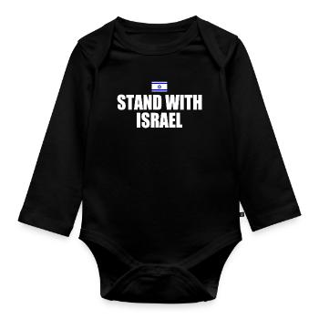 Stand with israel - Organic Longsleeve Baby Bodysuit - black - Front