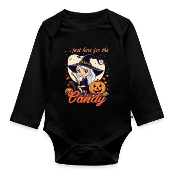 Petite sorcière d’Halloween - Body Bébé bio manches longues - noir - Devant