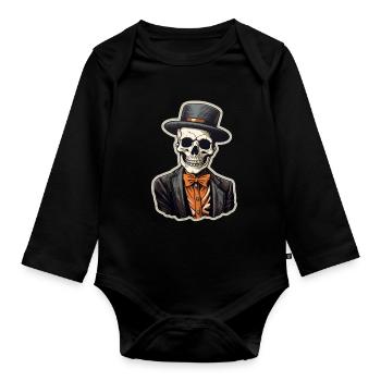 Skull Halloween - Organic Longsleeve Baby Bodysuit - black - Front
