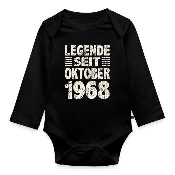 Oktober 1968 Legende seit 55 Jahren Mann Frau - Baby Bio-Langarm-Body - Schwarz - Vorne