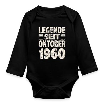 Oktober 1960 Legende seit 63 Jahren Mann Frau - Baby Bio-Langarm-Body - Schwarz - Vorne