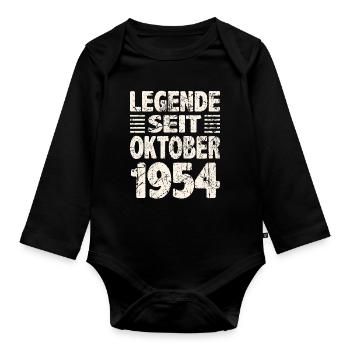 Oktober 1954 Legende seit 69 Jahren Mann Frau - Baby Bio-Langarm-Body - Schwarz - Vorne