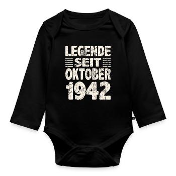 Oktober 1942 Legende seit 81 Jahren Mann Frau - Baby Bio-Langarm-Body - Schwarz - Vorne