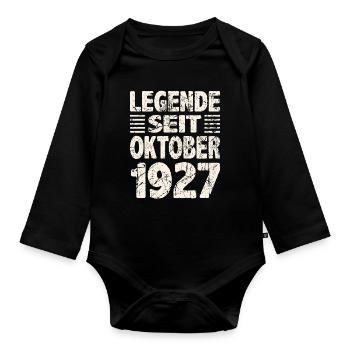 Oktober 1927 Legende seit 96 Jahren Mann Frau - Baby Bio-Langarm-Body - Schwarz - Vorne